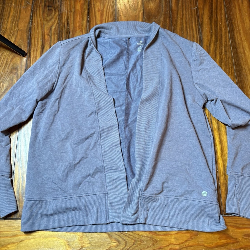 Apana Gray Blue Open Workout Shrug Sweater Cardigan Athleisure Sz S A3089